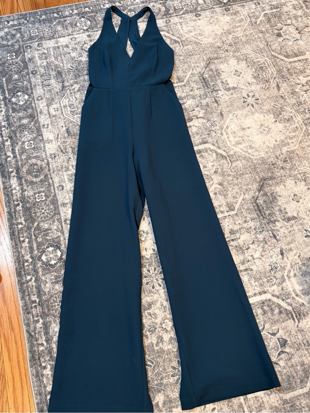 BCBGeneration Teal Halter Wide-Leg Jumpsuit
